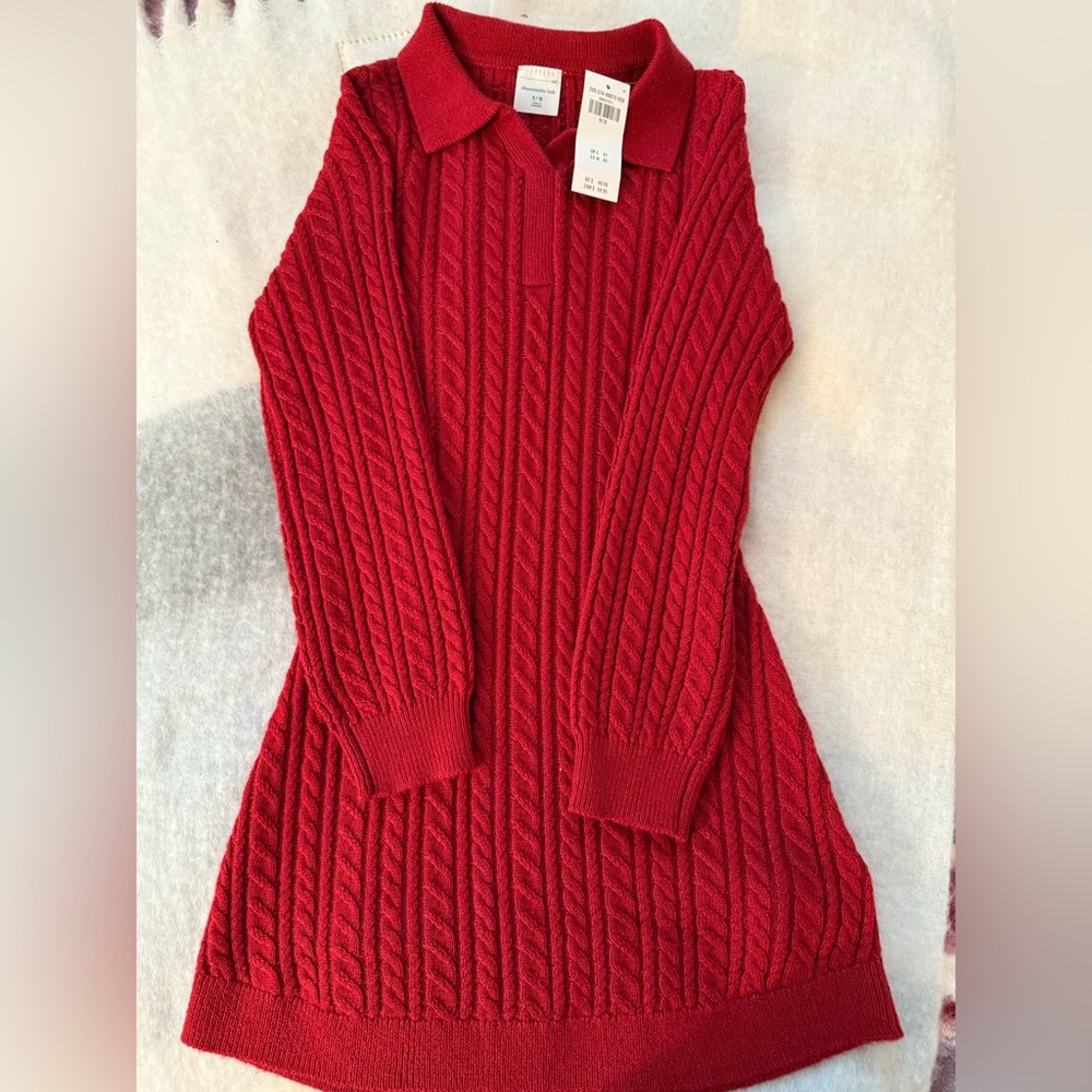Abercrombie Kids Red Cable Knit V-Neck Sweater